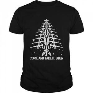 Guns Christmas Tree Come And Take It Biden Xmas Ugly  T-Shirt